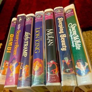 Seven Vintage VHS Video Disney Movies